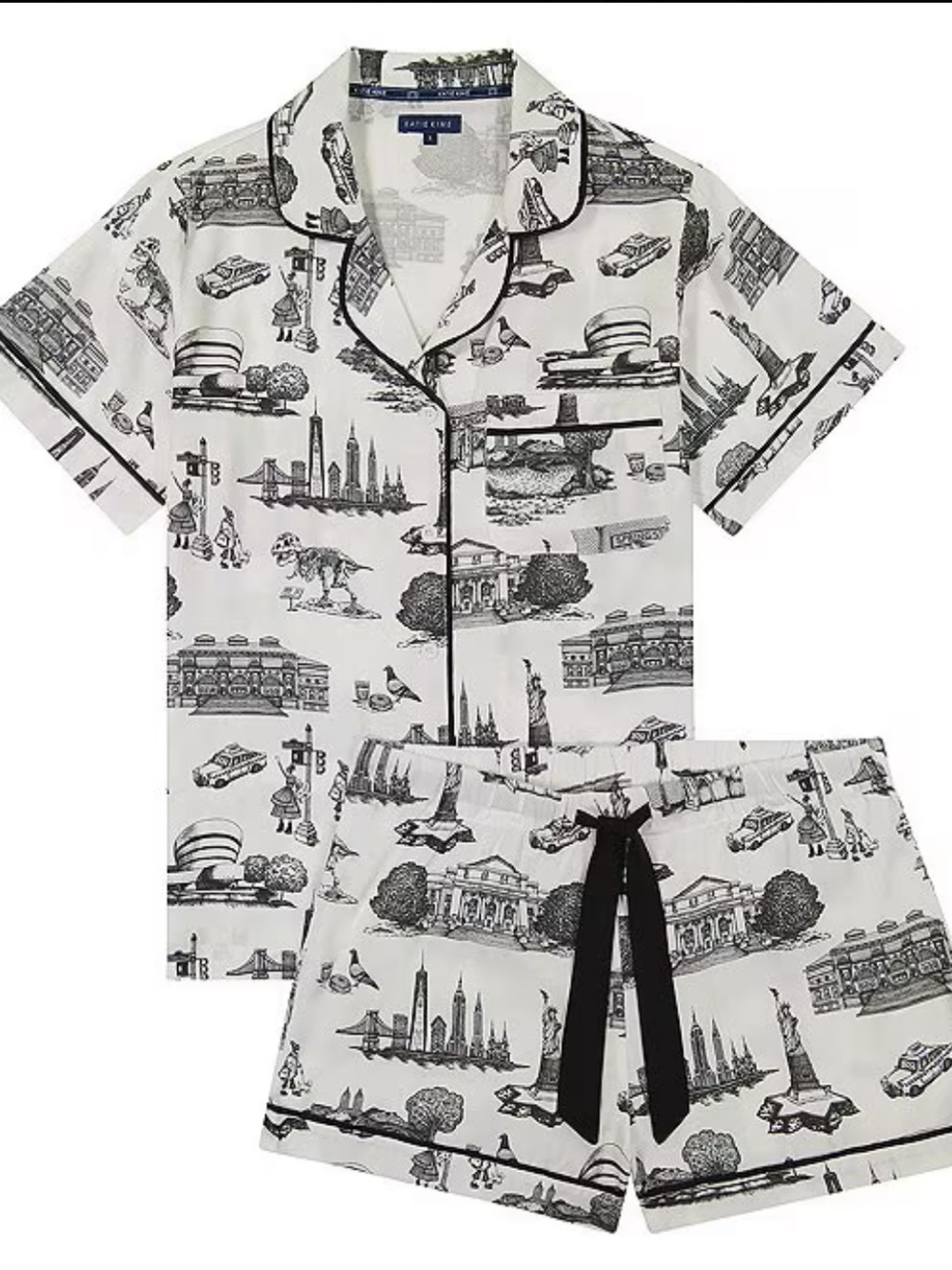 Katie Kime New York Toile Woven Shorty Pajama Set